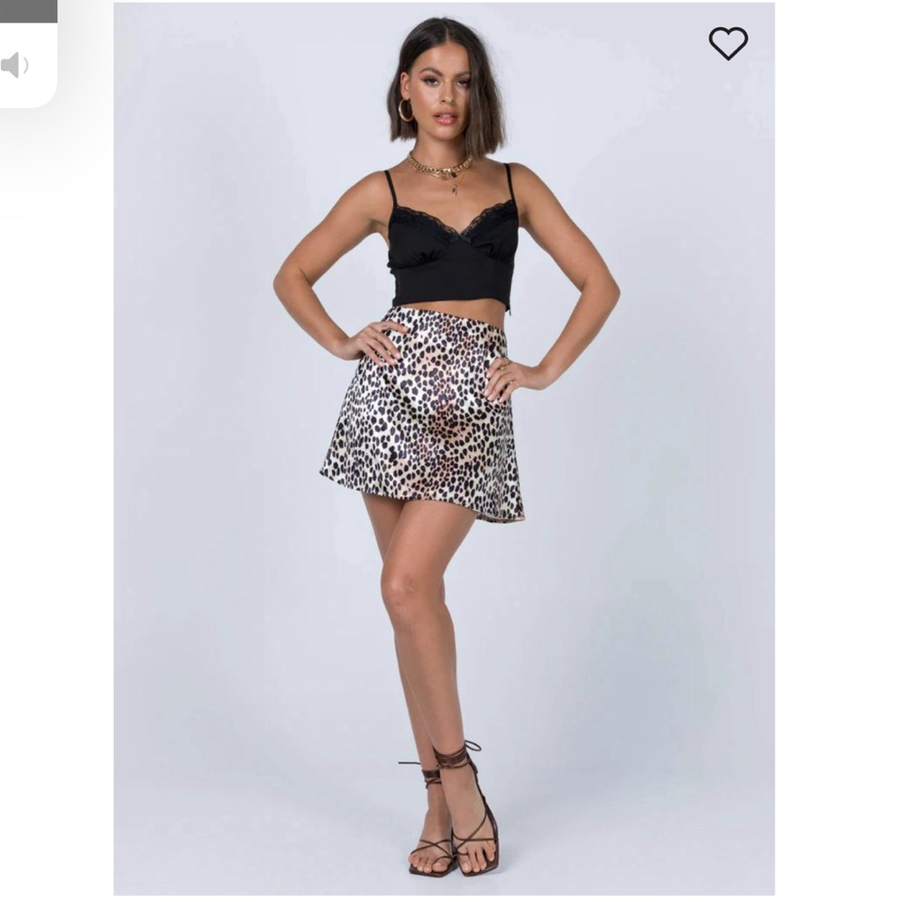 Princess Polly Leopard Print Mini Skirt in Black, Cream and Brown - Picture 1 of 11